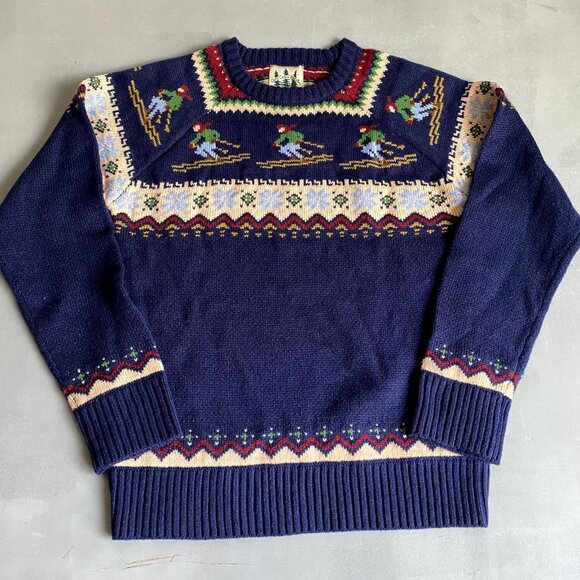 Kiel James Patrick Sweaters - Kiel James Patrick Sweater Womens XS Blue Cozy Cabin Ski Theme Wool Acrylic New